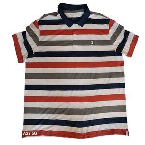 Izod Golf Striped Polo Shirt XL Polyester Spandex Blend Y2K Outdoor Preppy